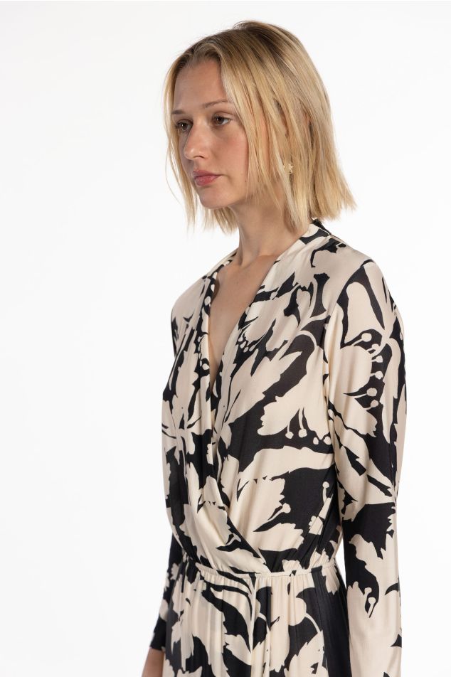 Vestido de malha circular estampado floral