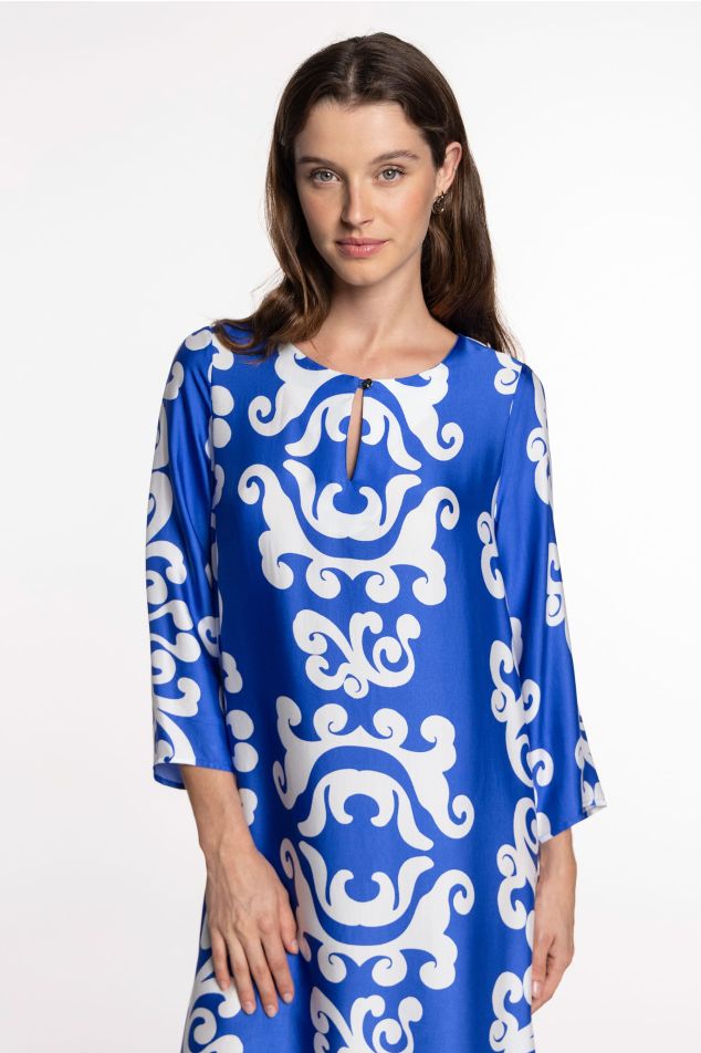 Vestit midi de setí estampat