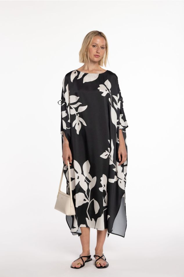Caftà de twill maxi floral bicolor