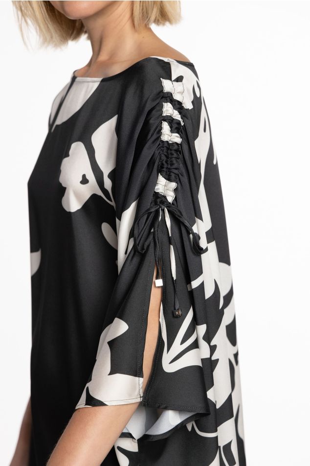 Caftà de twill maxi floral bicolor