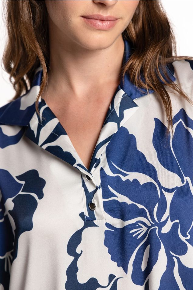 Caftà de twill camiser floral blau