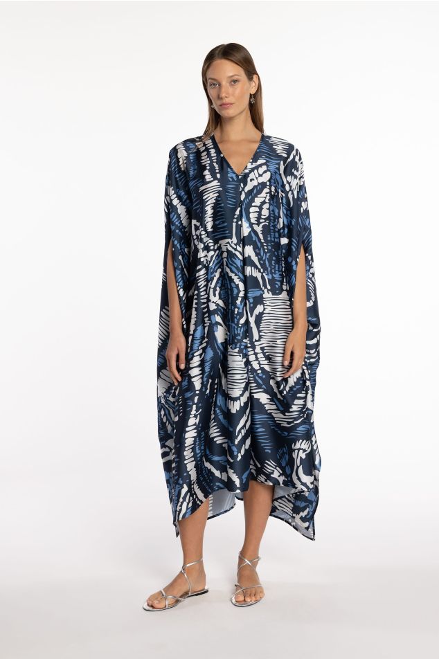 Caftà de twill amb estampat zebra