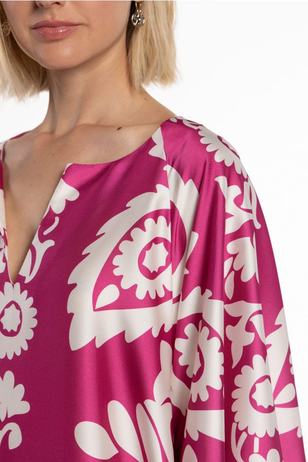 Caftà de twill ornamental fúcsia