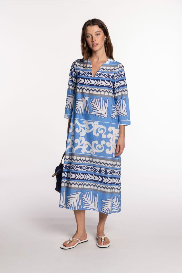 Vestit midi de cotó voile estampat