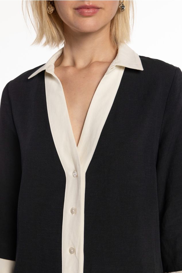 Vestit bicolor amb coll camiser