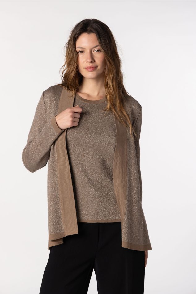 Long Knit Jacket With Lurex