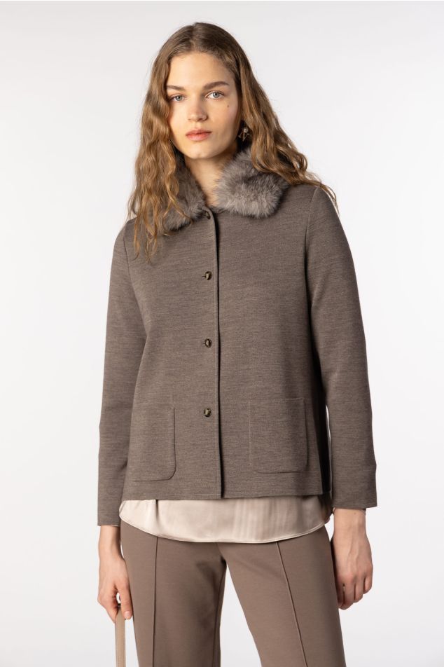 Milano Knit Jacket with Fur Collar