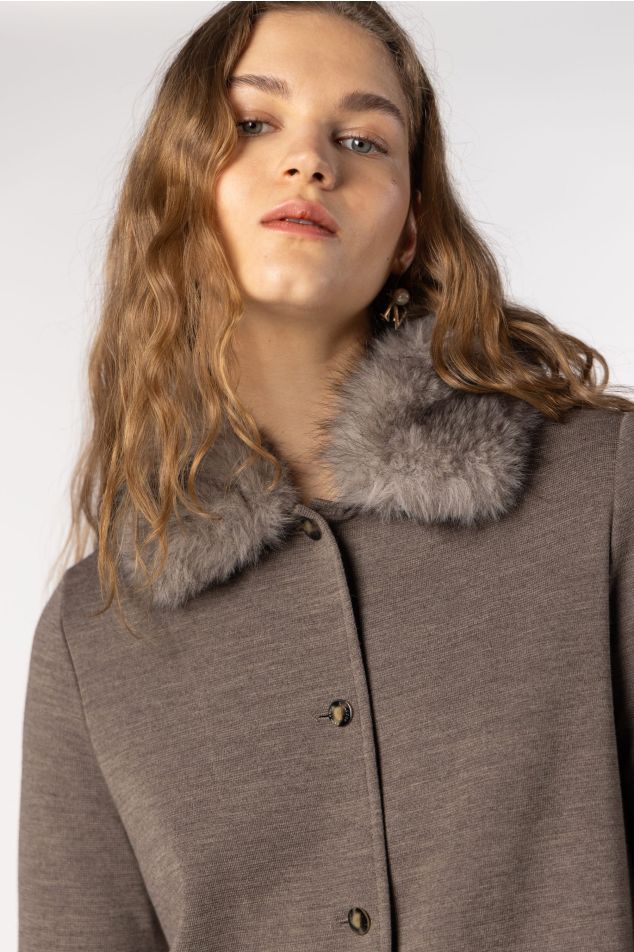 Milano Knit Jacket with Fur Collar