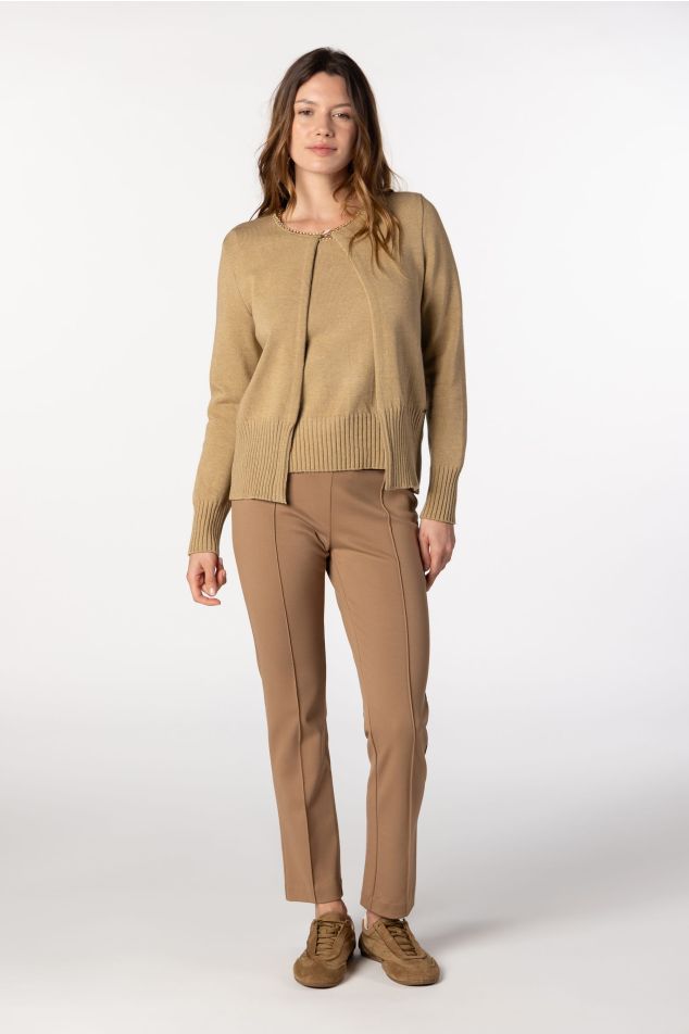 Skinny Trousers with Front Seam Detail