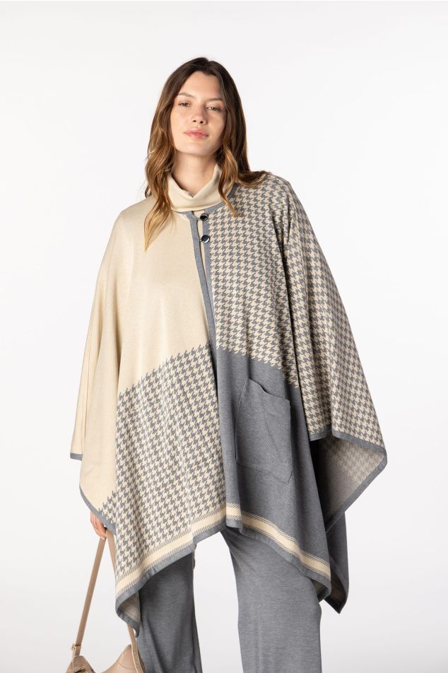 Capa de punt jacquard patchwork pota de gall