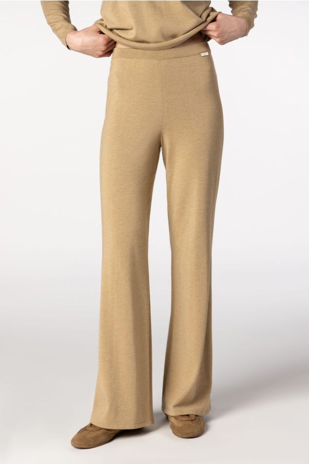 Wide-Leg Plain Knit Trousers