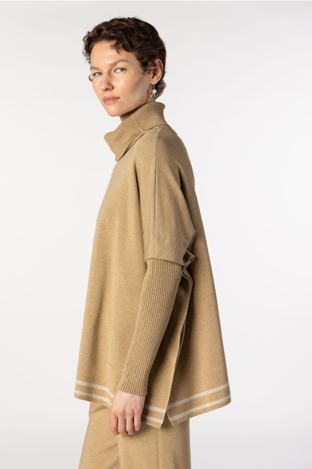 Houndstooth Jacquard Cape Sweater