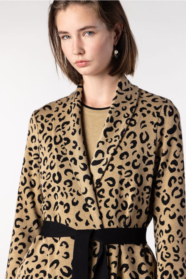 Jaqueta de punt jacquard animal print