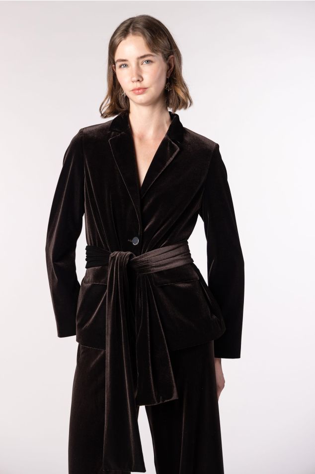 Velvet Belted Blazer