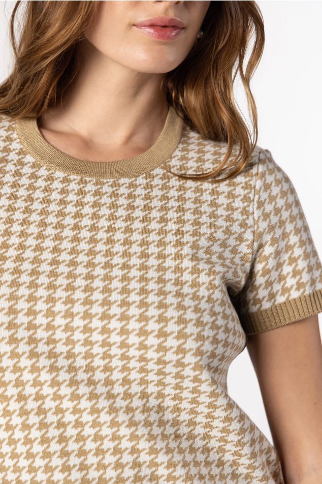 Houndstooth Jacquard Knit Sweater