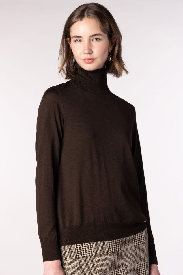 High-Neck Knit Sweater