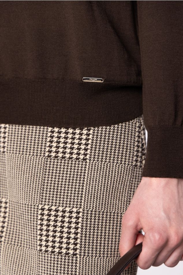 Prince of Wales Jacquard Pencil Knit Skirt