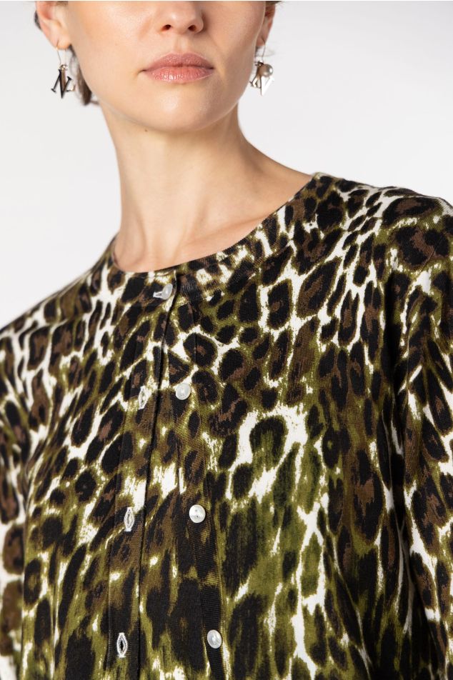 Animal Print Knit Cardigan