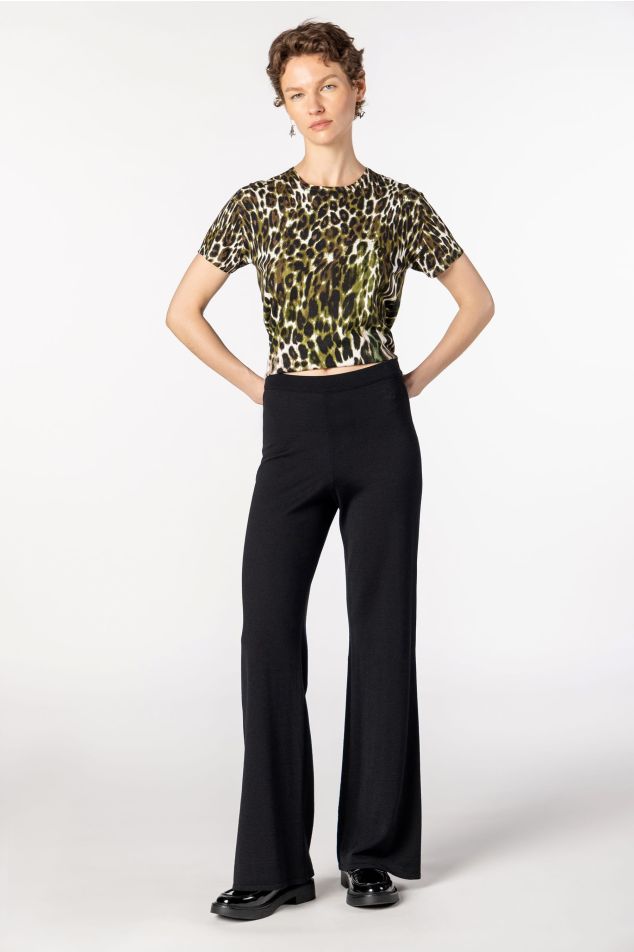 Wide-Leg Plain Knit Trousers