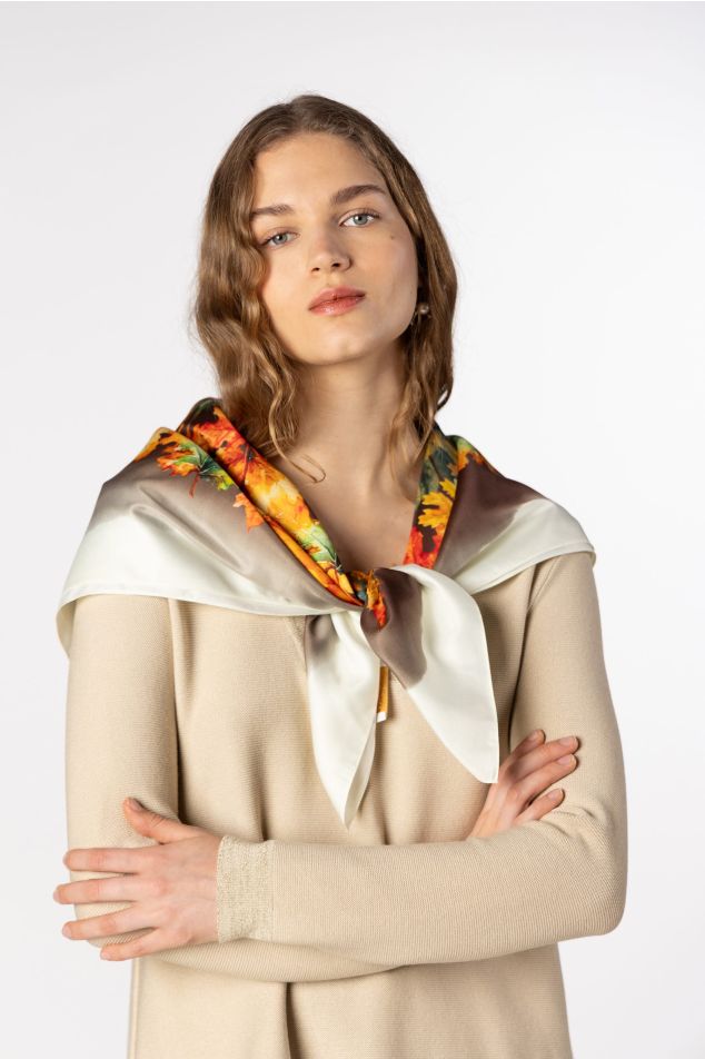 Watercolour Foliage Satin Carré Scarf