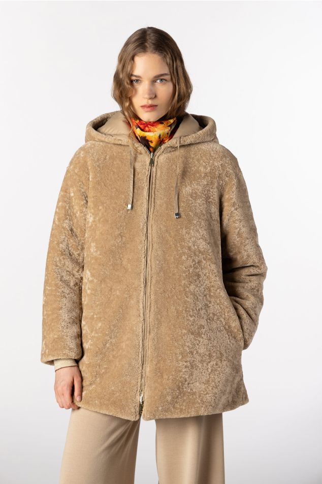 Reversible Astrakhan-Effect Padded Jacket