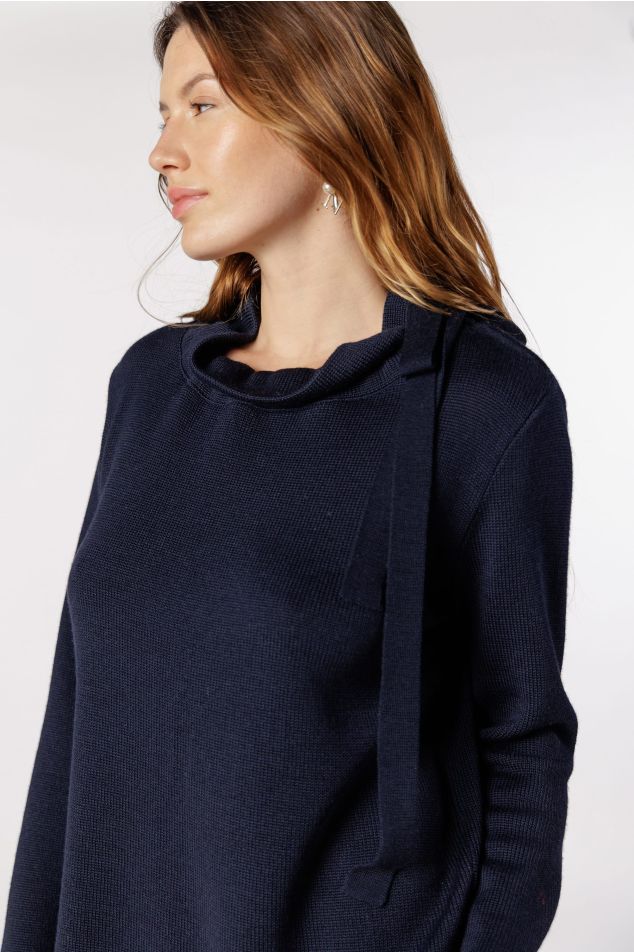 Knit Sweater with Bow Neckline