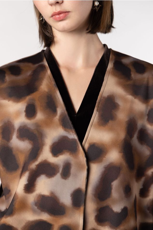Animal Print Neoprene Kimono Jacket