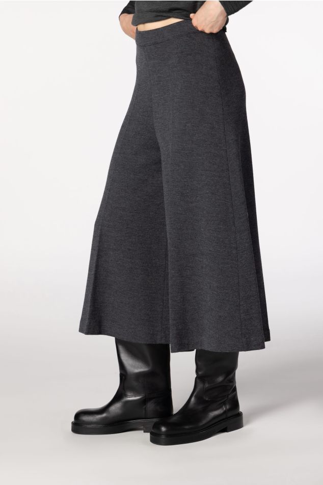 Midi Wide-Leg Milano Knit Trousers
