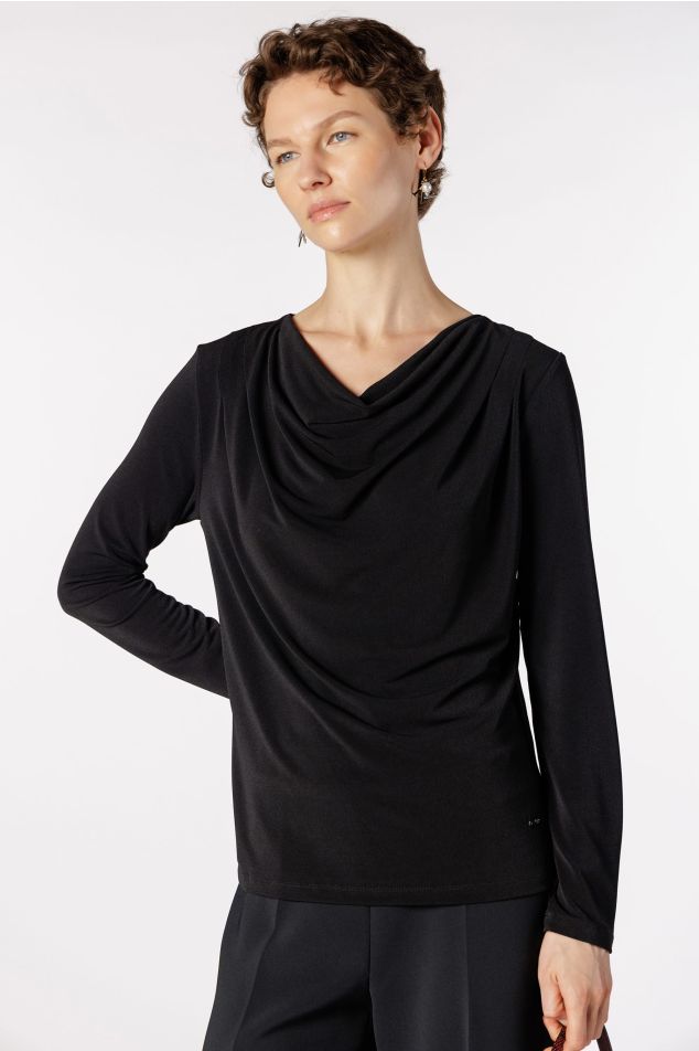 Draped Neckline Jersey Top