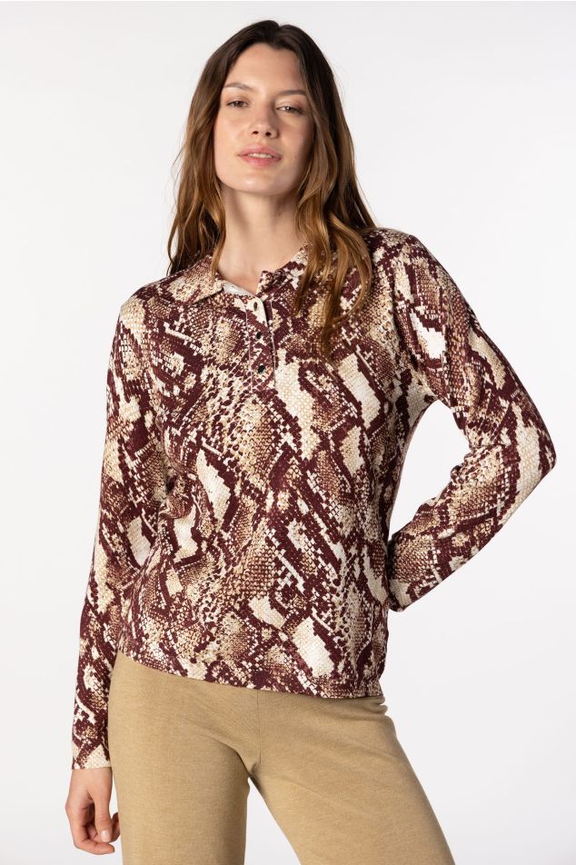 Animal Print Polo Sweater