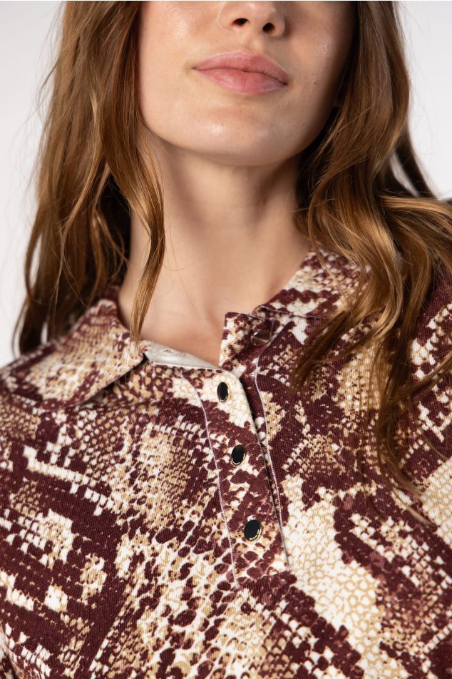 Animal Print Polo Sweater