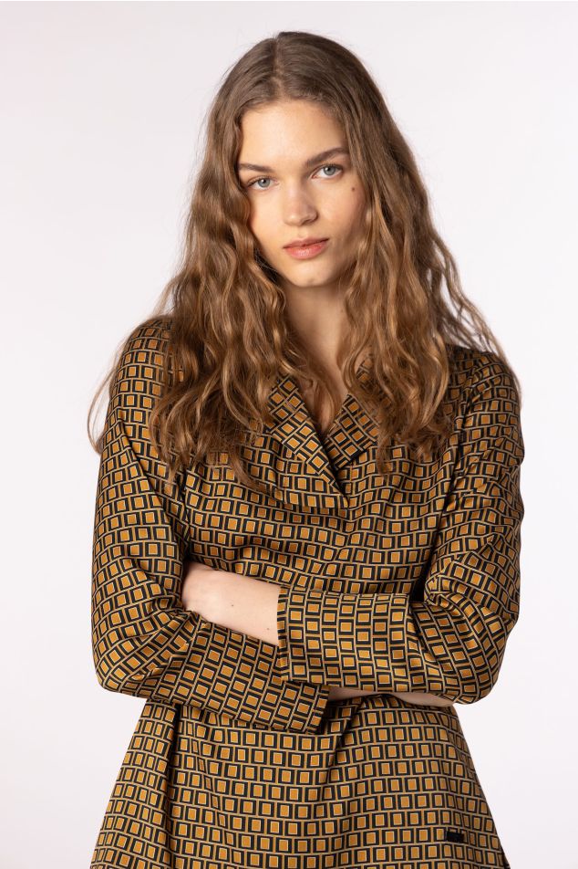 Geometric Print Twill Tunic Blouse