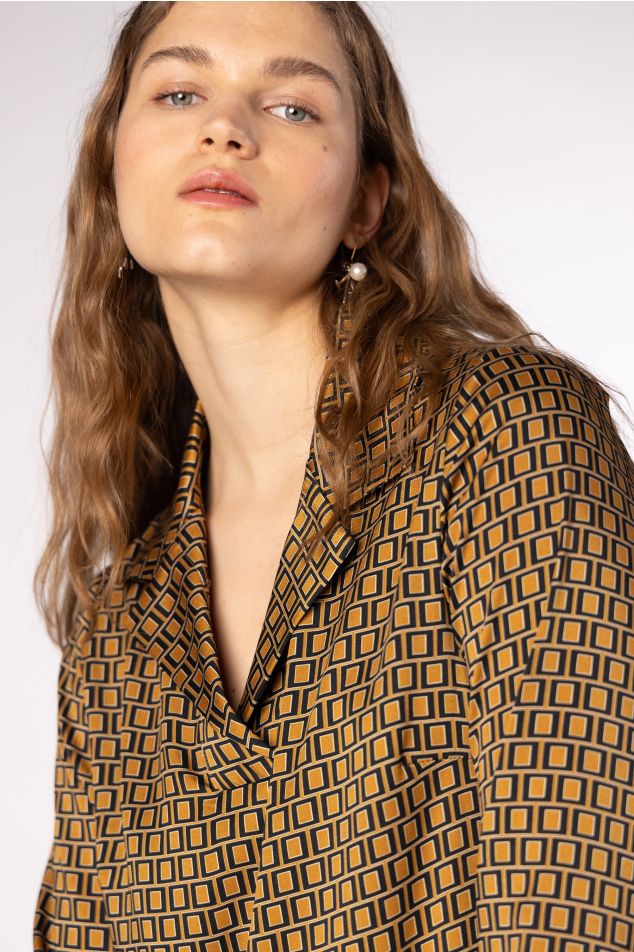Printed Twill Midi Dress