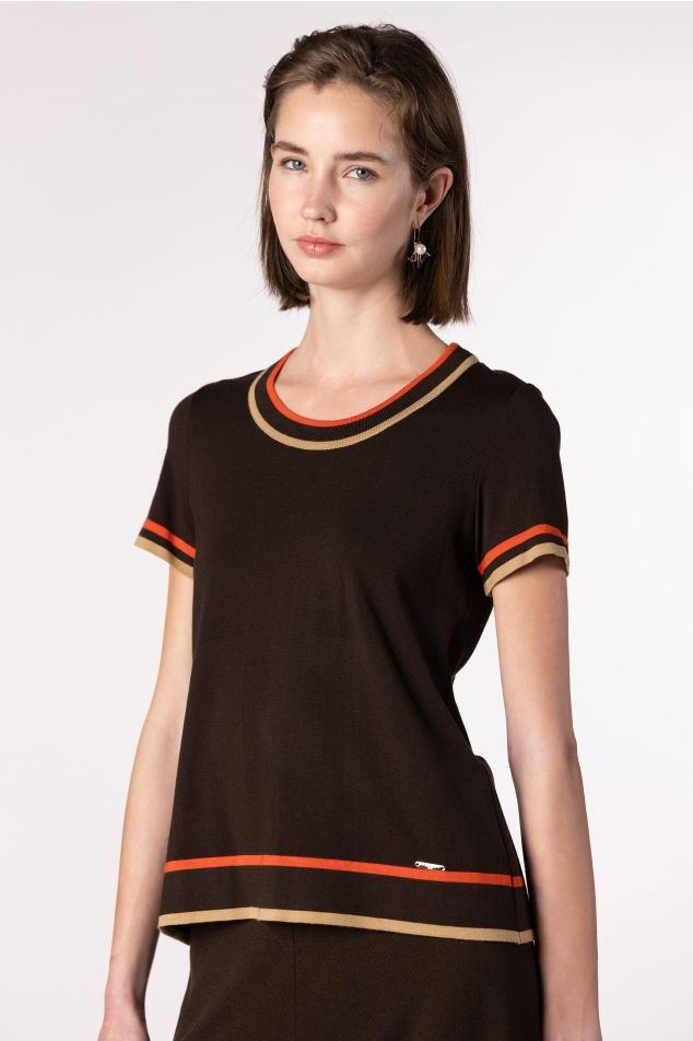 Knit Sweater with Contrast Trims