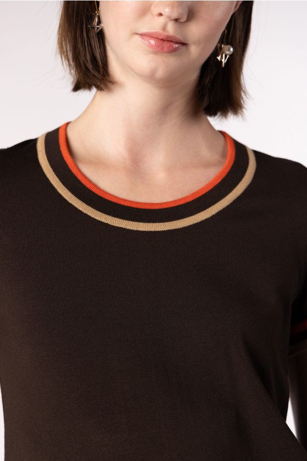 Knit Sweater with Contrast Trims