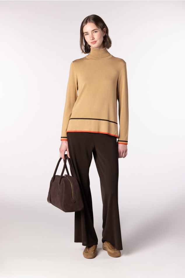 Knit Sweater with Contrasting Stripes