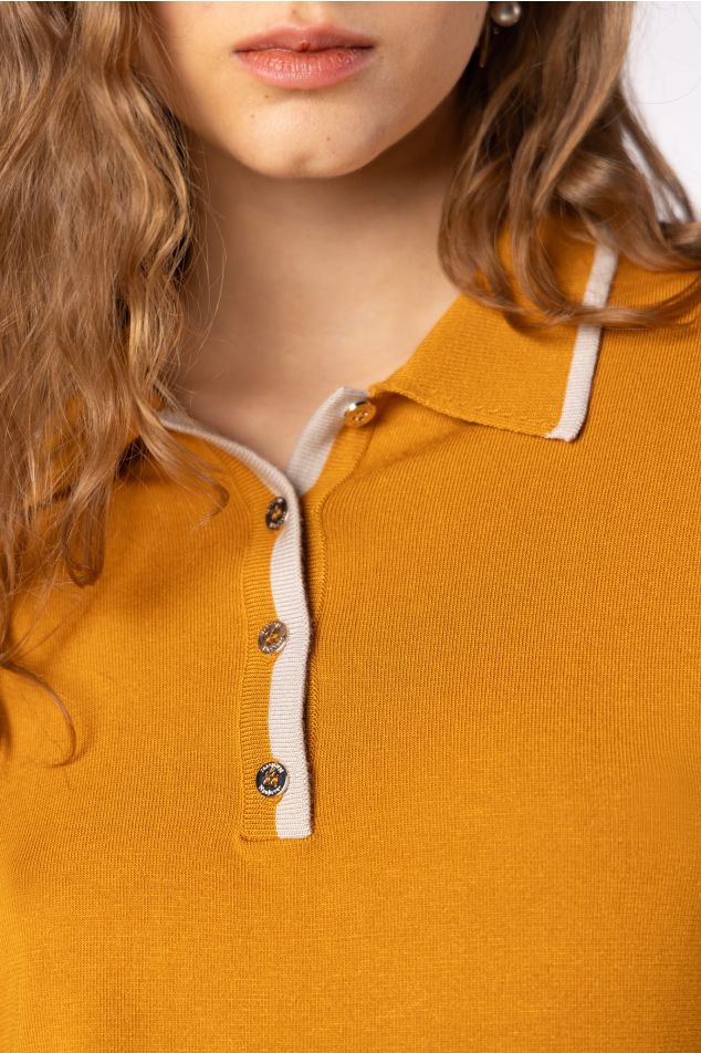 Contrast Trim Polo Knit Sweater