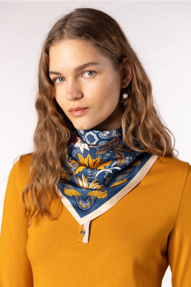 Ornamental Floral Satin Bandana