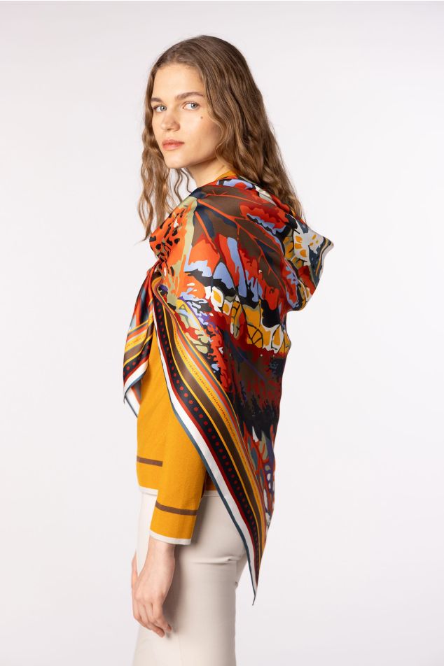 Botanical Floral Satin Grand Carré Scarf