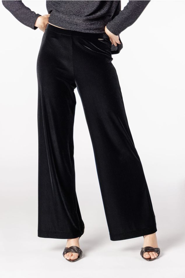 Pantaló acampanat de vellut en punt circular