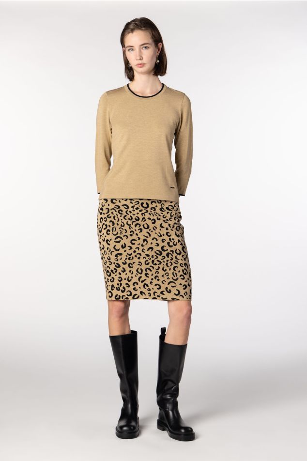 Animal Jacquard Pencil Knit Skirt
