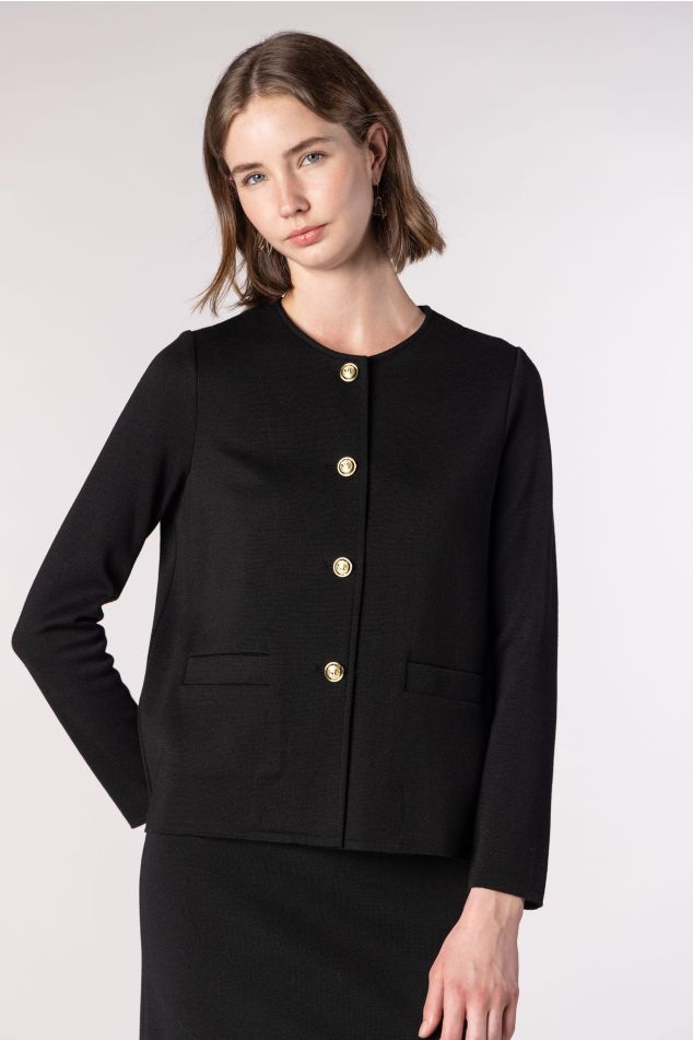 Milano Knit Jacket with Piped Pockets