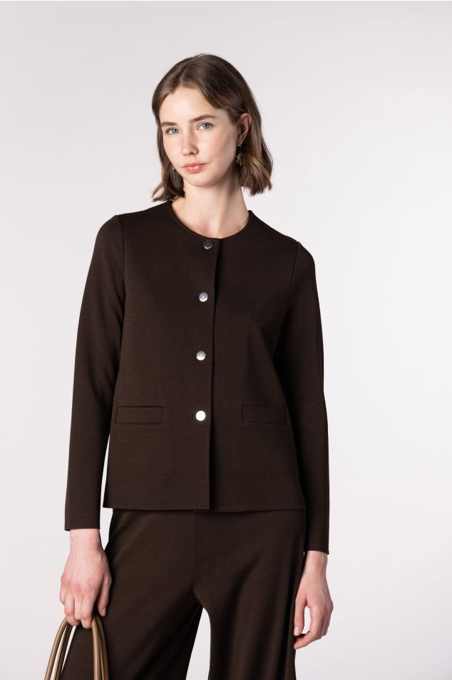 Milano Knit Jacket with Piped Pockets