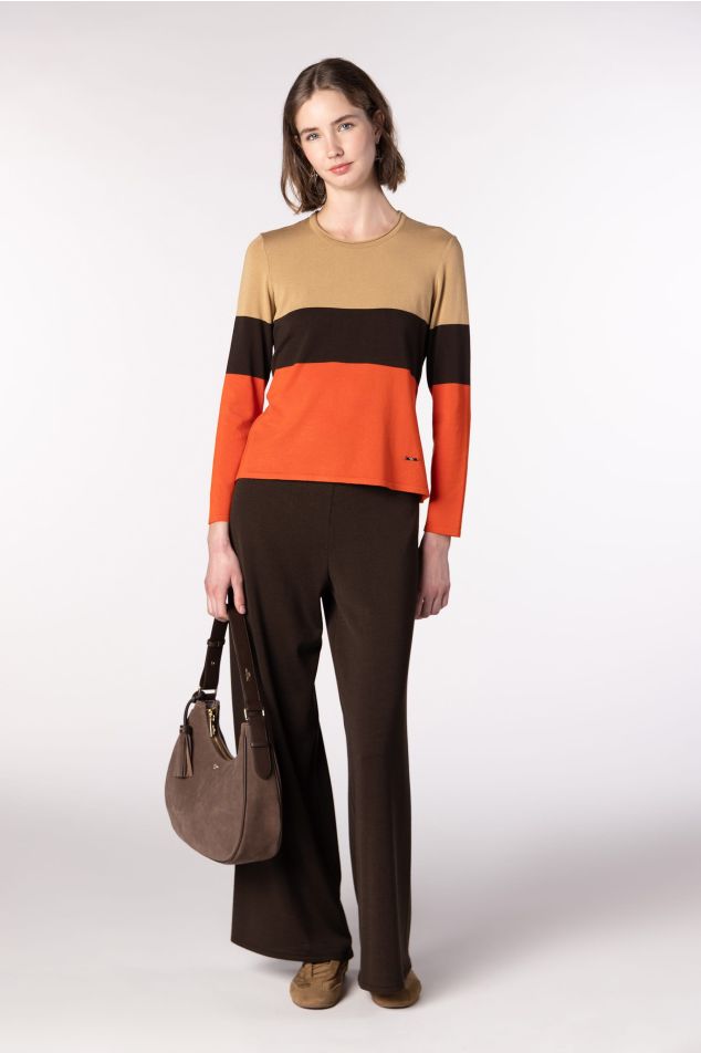 Tricolour Plain Knit Sweater