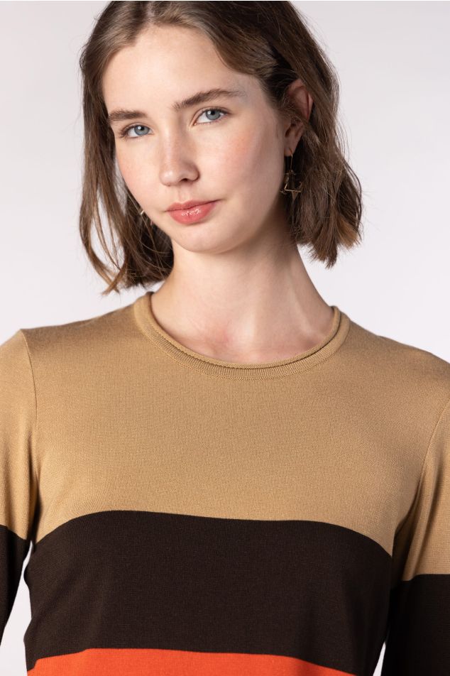 Tricolour Plain Knit Sweater