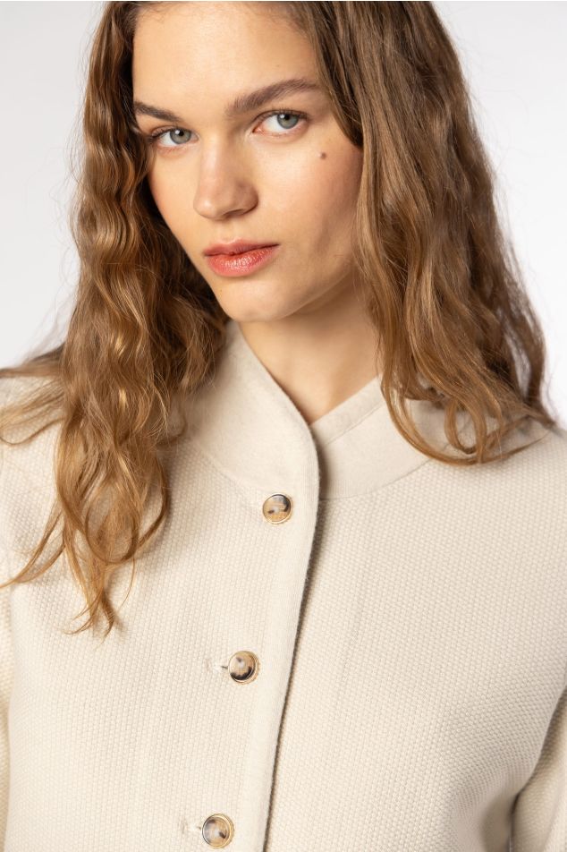 Long-sleeved Seed Stitch Knit Jacket