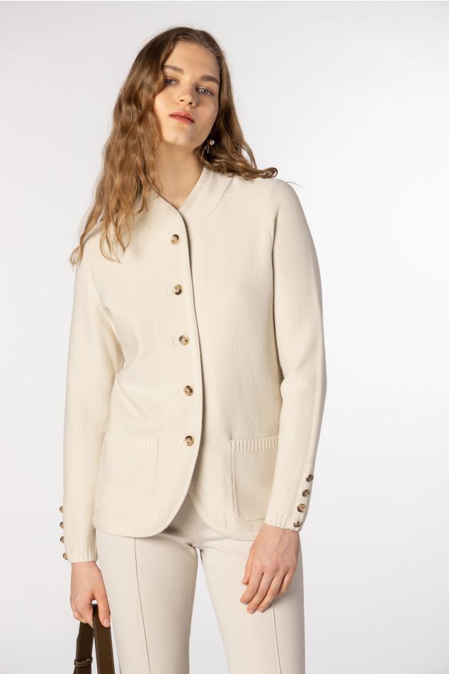 Long-sleeved Seed Stitch Knit Jacket