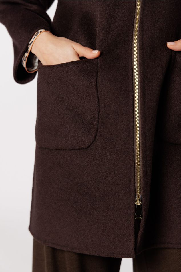 Hooded Wool Blend Coat