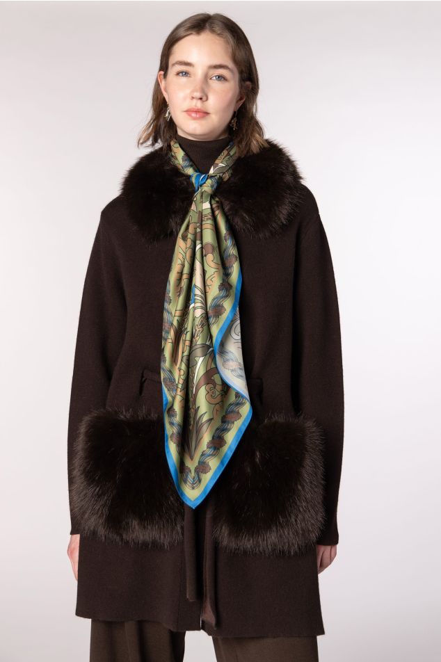 Ornamental Floral Satin Carré Scarf