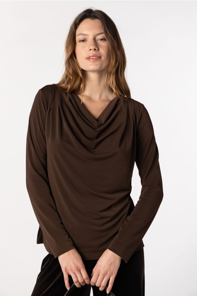 Draped Neckline Jersey Top